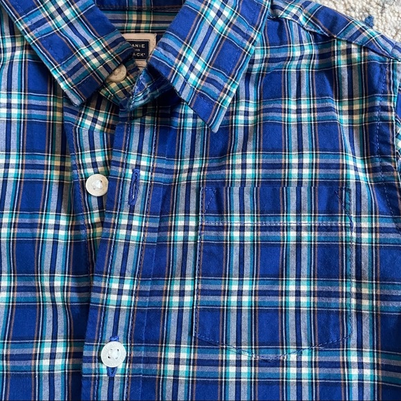 Janie and Jack toddler boys blue plaid long sleeve button down - Picture 2 of 7